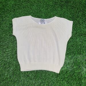 Vintage 80s Keneth Too Sunburst Knit Sweater Top Womens M 19x20 USA Cropped